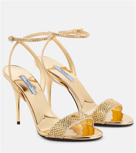 prada crystal embellished sandals|prada satin sandals.